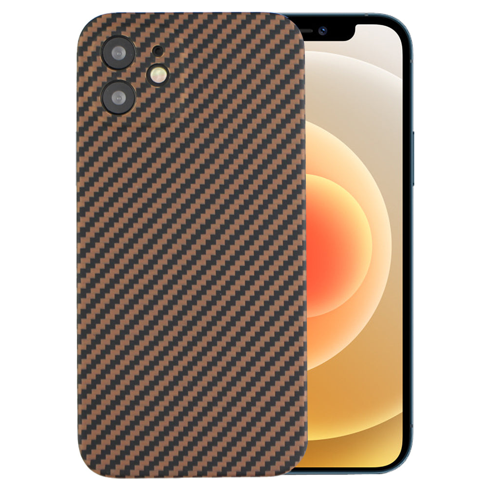 Protective Cover for iPhone 12 6.1 inch Fall Proof Precise Cutout Carbon Fiber Texture Aramid Fiber Back Case - Black Gold Protective Cover for iPhone 12 6.1 inch Fall Proof Precise Cutout Carbon Fiber Texture Aramid Fiber Back Case - Black Gold